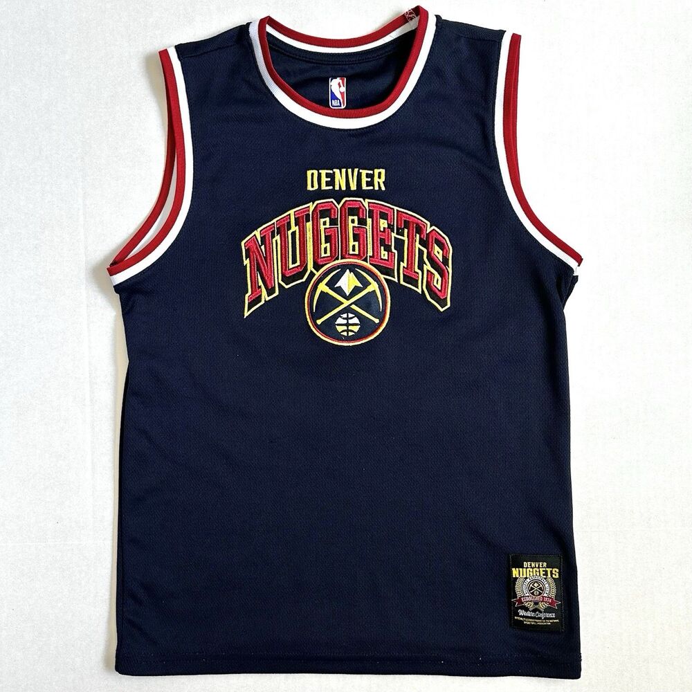 NBA Youth Denver Nuggets Jersey Tank Top Polyester Embroidered Navy Size L